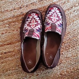Ariat Cruiser Brown Suede & Burgundy Aztec Size 9.5B
